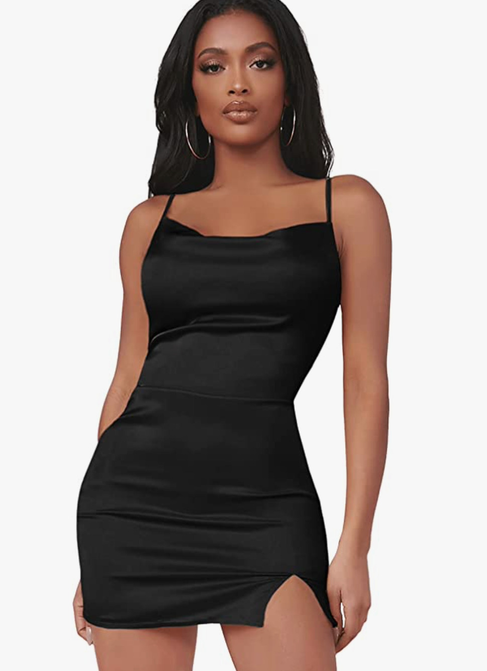 Verdusa Womens Black Sleeveless Cowl Neck Mini Slip Dress Size Medium NWT